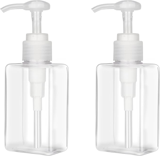 100ml Pump Bottle Dispenser Jansburg 2 Pack Refillable Flat Square Plastic by Jansburg