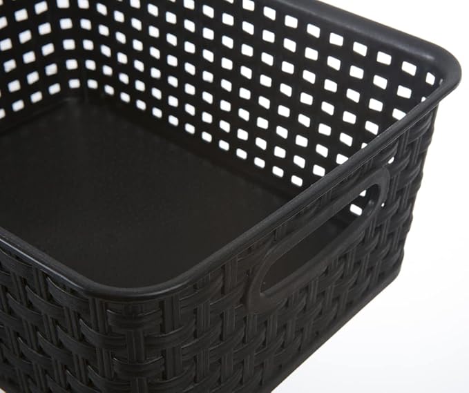 Black Plastic Woven Storage Baskets - Image 3