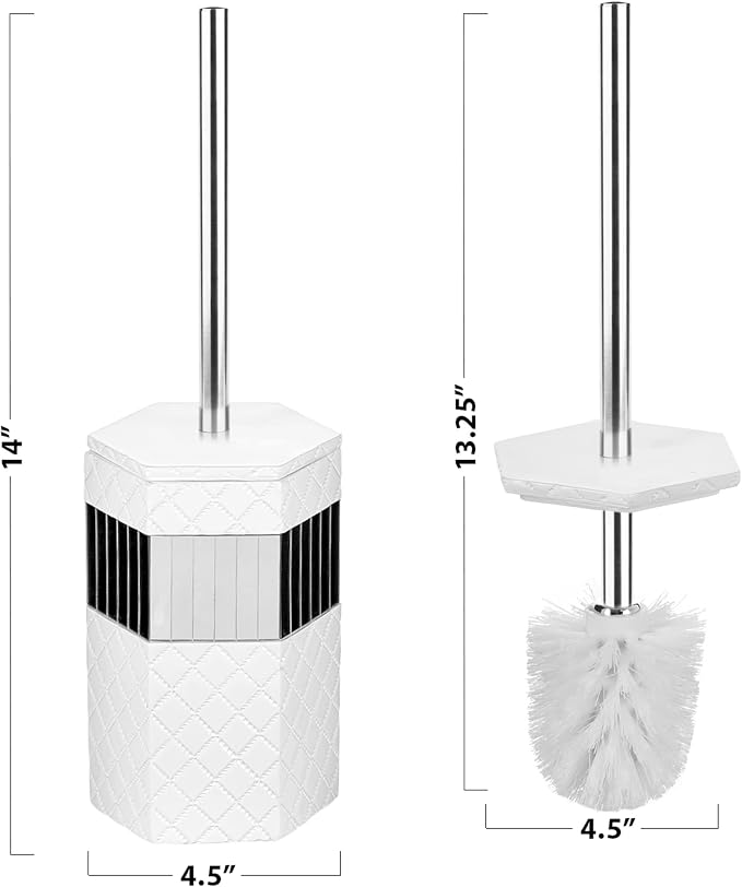 Creative Scents Quilted Mirror Bathroom Toilet Brush Set - Image 3