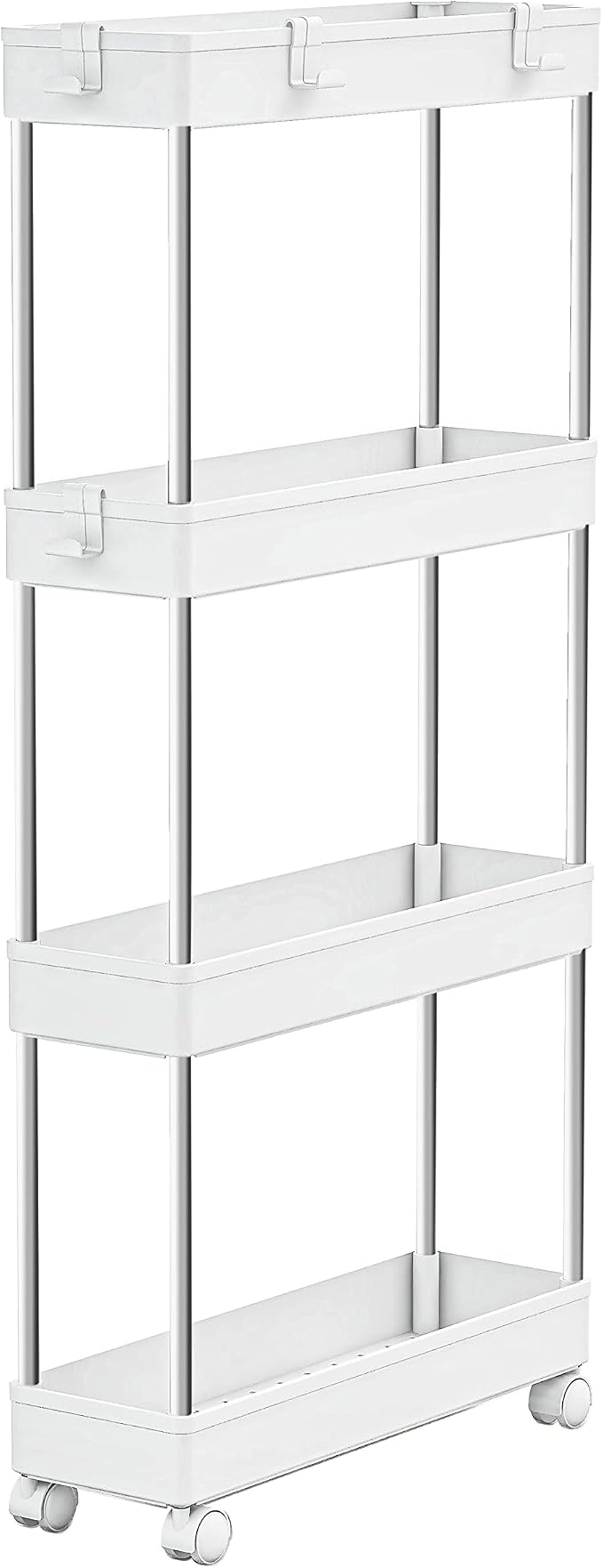 4 Tier Slim Storage Cart Mobile Shelving Unit Organizer Slide Out Storage by Meldevo