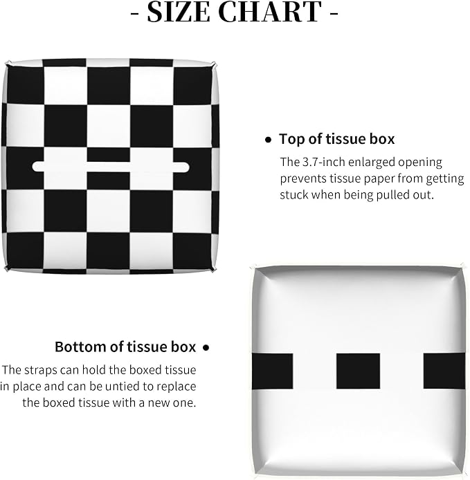 Black and White Checkerboard Tissue Box Cover Square, Square Grid Checkered - Image 5