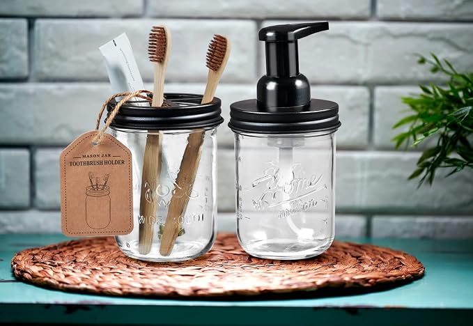 SheeChung Mason Jar Foaming Soap Dispenser, Glass Foaming Hand Soap Dispensers - Image 8