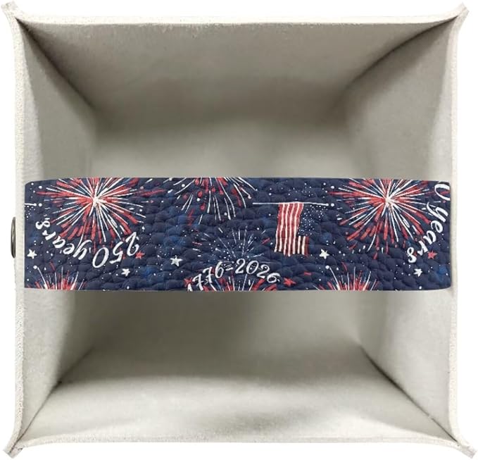 Firework USA Flag Tissue Box Holder Waterproof PU Leather Square Modern Tissue - Image 3