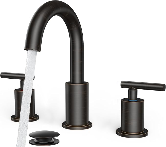 FORIOUS Oil Rubbed Bronze Bathroom Faucets 3 Hole, 8 in Widespread Bathroom by FORIOUS