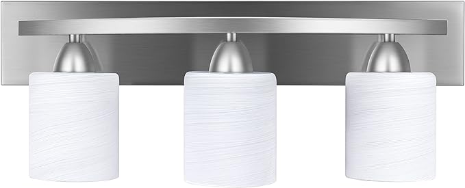 PARTPHONER - Bathroom Vanity Light Fixture - Over Mirror - Modern Glass Shade - by PARTPHONER