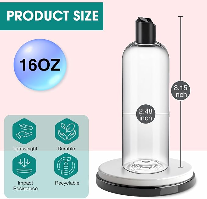 16 oz Clear Plastic Empty Bottles - Image 2