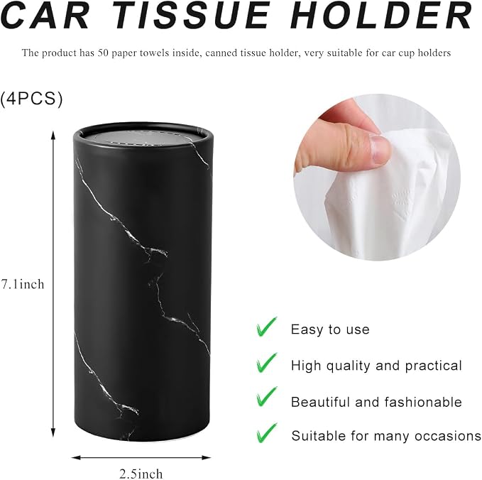 4PCS Car Tissue Holder, Car Cup Holder Convenient Travel Tissue Tube Box - Image 2