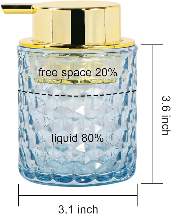 Blue Glass Foaming Soap Dispenser, Bathroom Refillable 10 Oz Foam Hand Soap - Image 7
