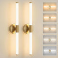 Gold Wall Sconces Set of Two Hardwired, Dimmable 5CCT LED Bathroom Light by Gednbo