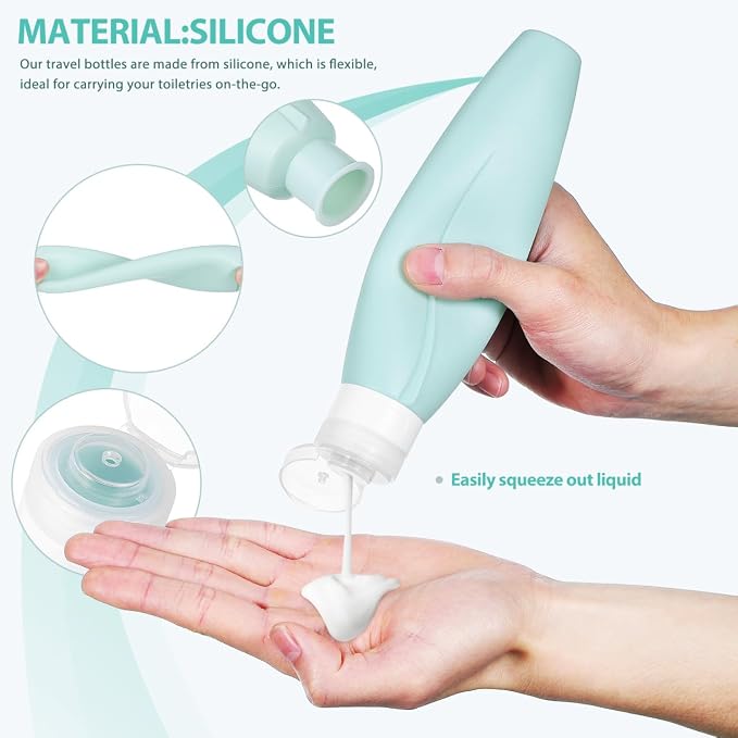 Baluue 2-Pack Silicone Refillable Lotion Containers Travel Size Squeeze Bottles - Image 3