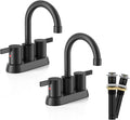 Phiestina 4 Inch 2 Handle Centerset Matte Black Lead-Free Modern Bathroom by Phiestina