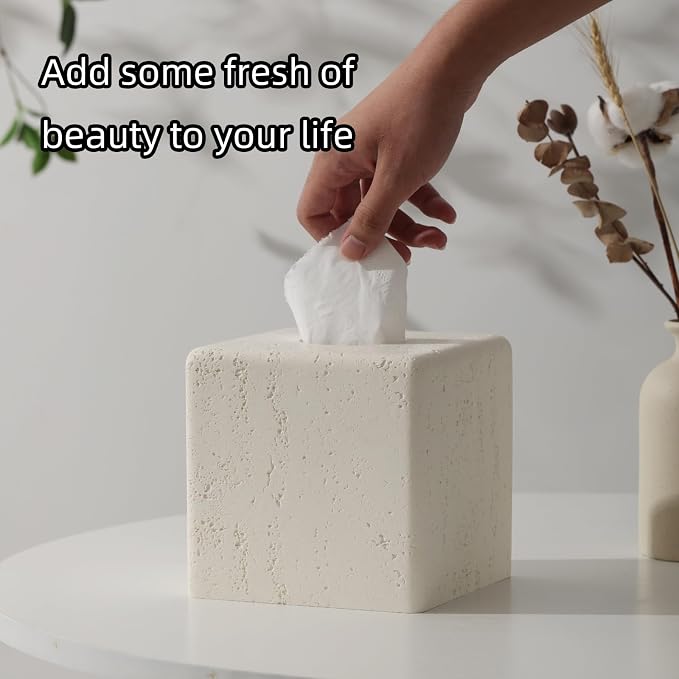 Tissue Box Cover Square, Resin Facial Tissue Holder Covers Toilet Paper Holder - Image 2