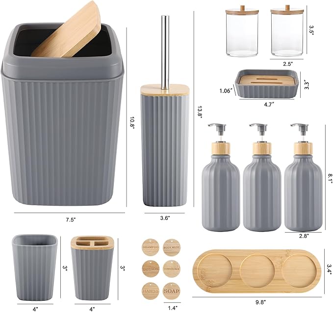 Grey Bathroom Accessories Set 17PCS Bathroom Set - Image 4