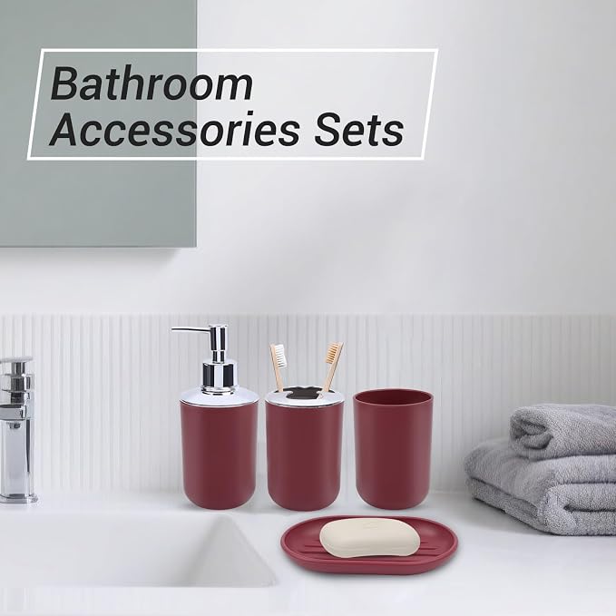 4 Piece Bathroom Accessories Set, Plastic Bathroom Accessory Set, Toothbrush - Image 7