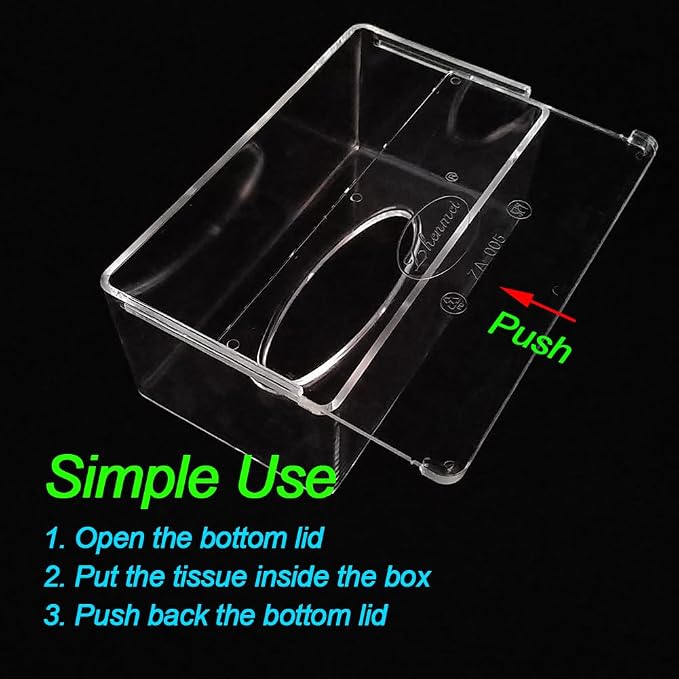 Square Clear Acrylic Tissue Box, Box Covers Rectangular, Bathroom Facial Napkin - Image 3