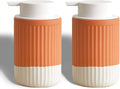 2 Pack Hand Dipped Terracotta Ceramic Foam Soap Dispenser, 12 oz Rippled by ABBINIMO