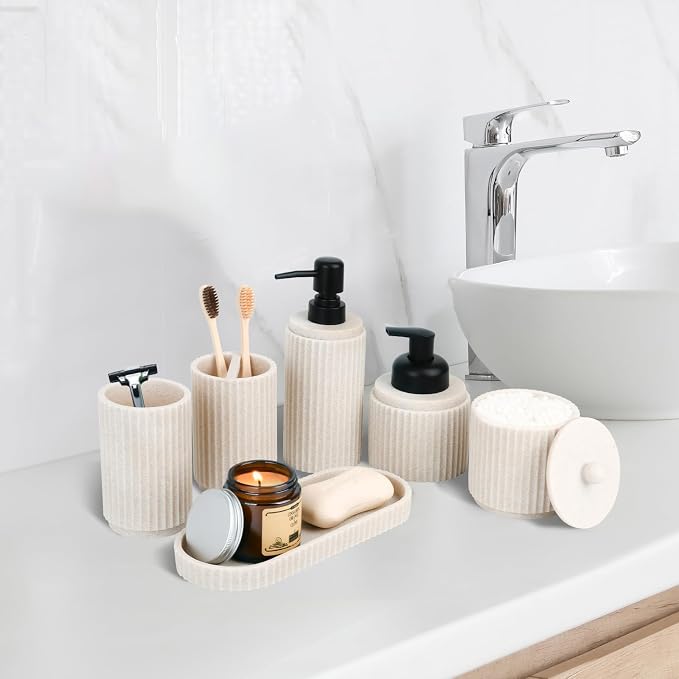 Beige Bathroom Accessory Set - Image 4