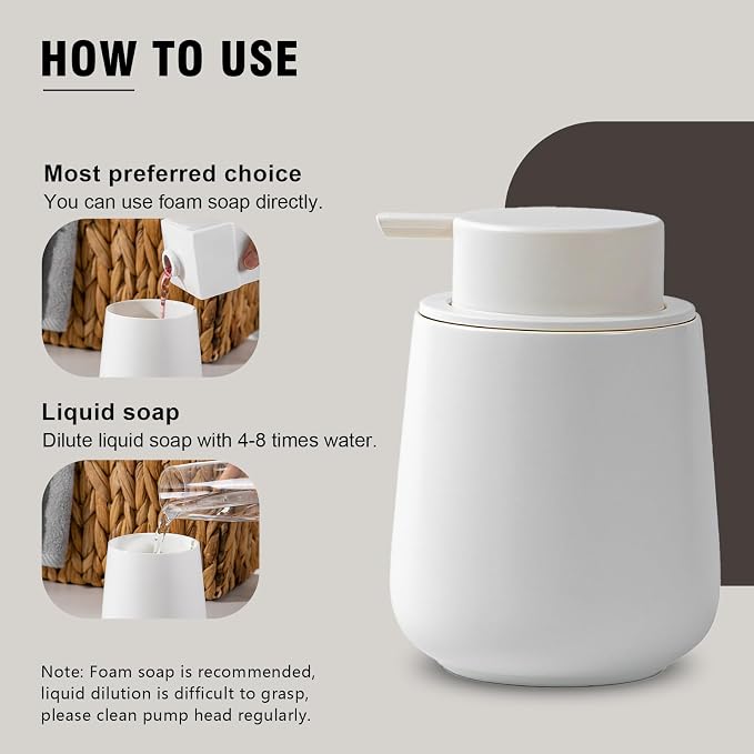 Soap Dispenser, Ceramic Foaming Soap Dispenser - Image 3