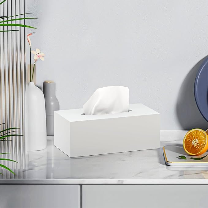 Acrylic Tissue Box Cover Rectangle, PITBVO White Tissue Box Holder, Facial - Image 6