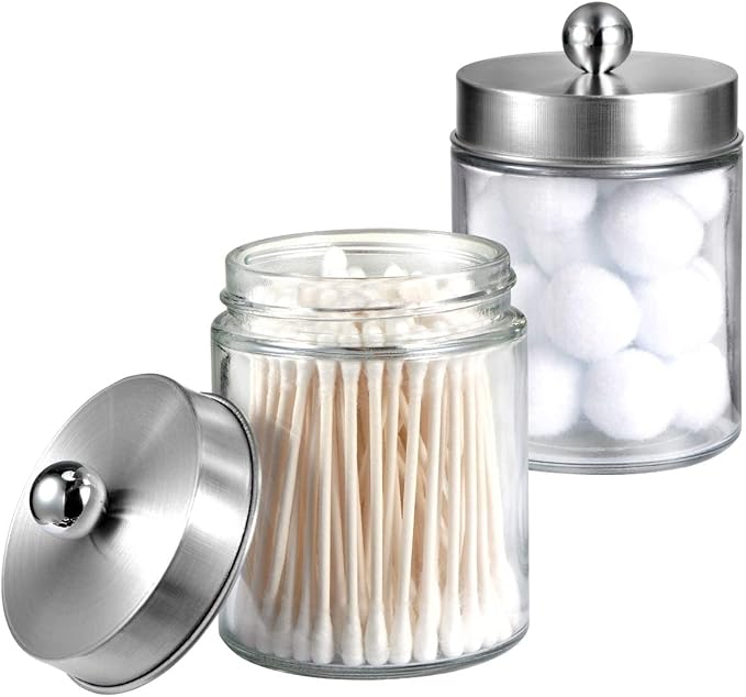 Amolliar 4Pc Apothecary Jars Bathroom Vanity Storage Organizer Set -Countertop - Image 3