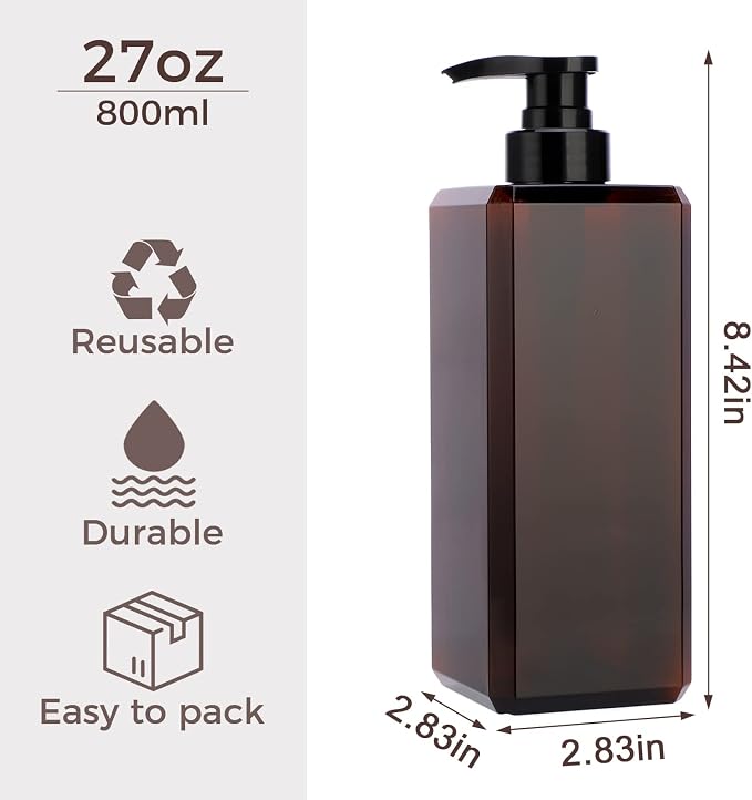 Suream 27oz Bathroom Countertop Soap Dispensers, Plastic Lotion Dispenser - Image 4