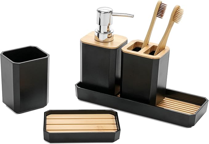 FEILANDUO Bathroom Accessories Set, Soap Dispenser, Soap Dish, Toothbrush Holder - Image 2