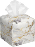 White Gold Marble Tissue Box Cover Square, Modern Abstract Marble Texture by sndheke
