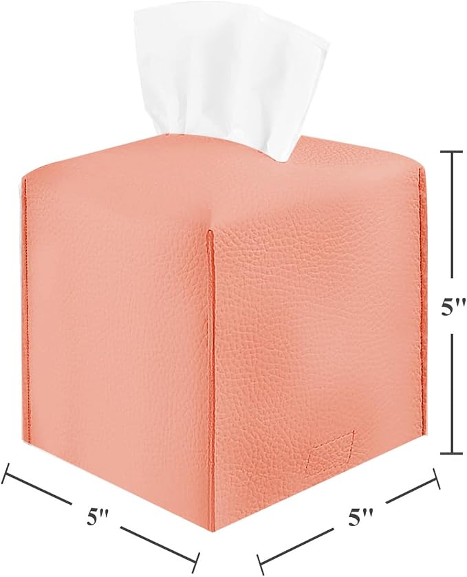 2 Pack, VIVIDLY Tissue Box Cover Holder, Square Modern PU Leather Tissue Box - Image 2