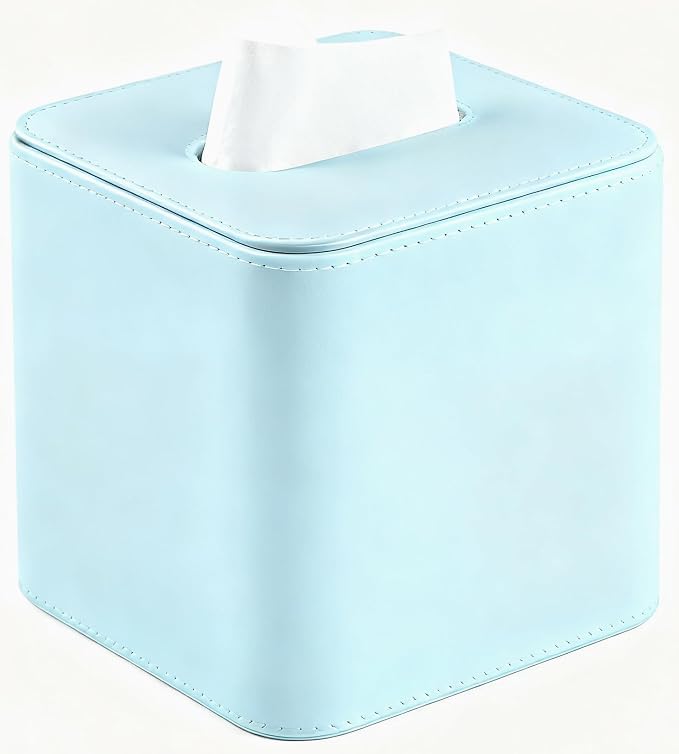 Tissue Box Holder Square PU Leather Stylish Facial Tissue Box by TNIIFXC