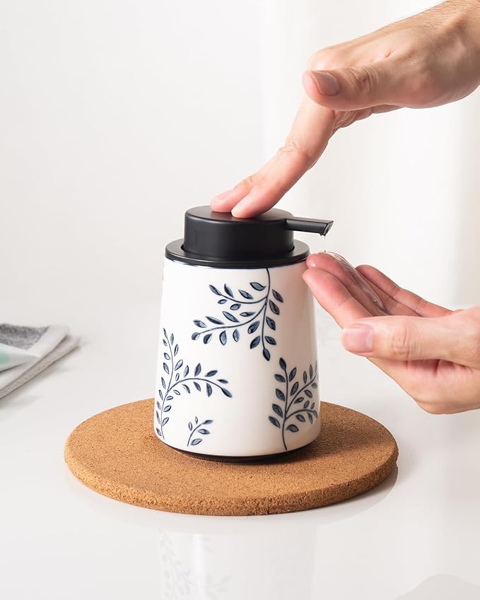Hand Soap Dispenser for Bathroom, Ceramic Lotion Dispenser, Chinoiserie - Image 4