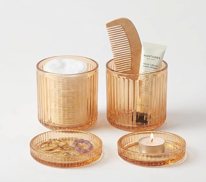 SheeChung 4-Pack Amber Glass Apothecary Jars - Image 2