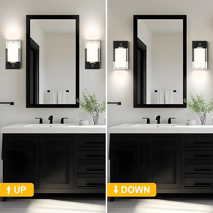 Wall Sconces Set of Two: Bathroom Sconce of 2, E26 Base Hardwired Farmhouse - Image 3