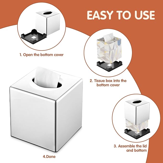 Tissue Box Cover, Square Facial Tissue Holder Storage - Image 8