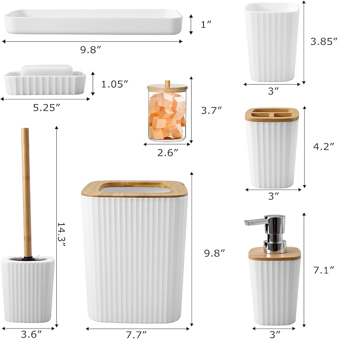 Bathroom Accessory Set, 9-Piece White Bathroom Set - Image 6