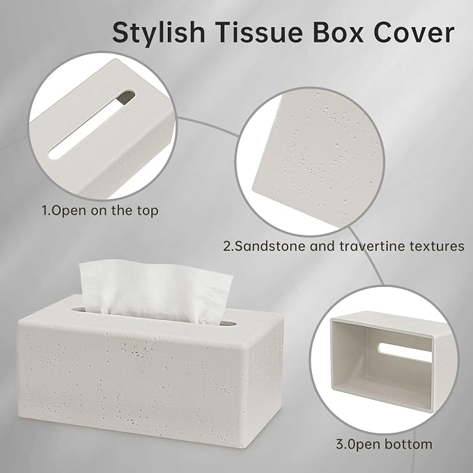 Tissue Box Cover Rectangle, Resin Decorative Facial Tissue Holder Covers Toilet - Image 4