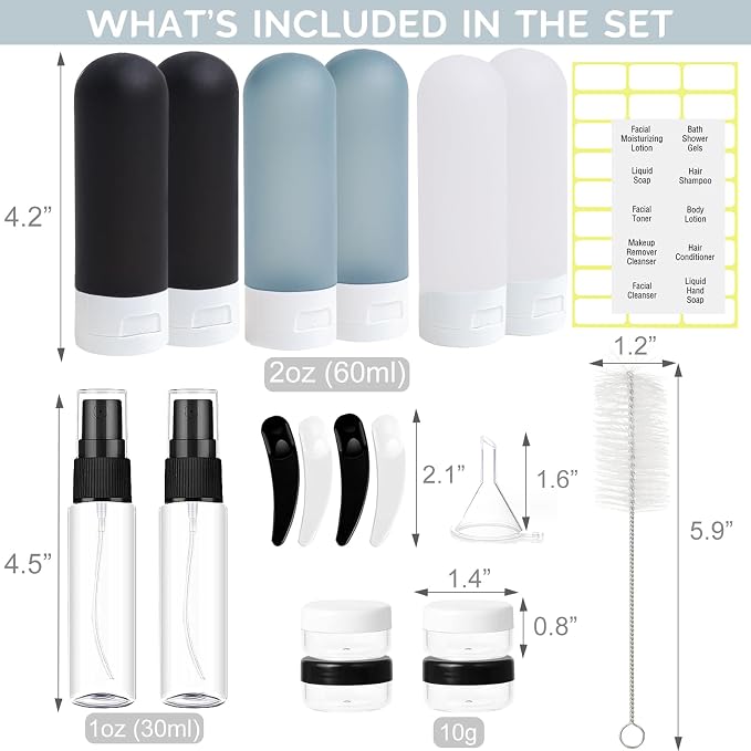 20 Pack Travel Bottles Set for Toiletries TSA Approved Leak Proof Travel Size - Image 2