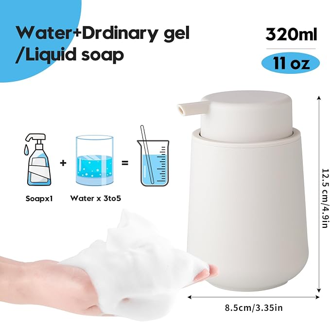 Matte Beige Foaming Hand Soap Dispenser Plastic 11 oz - Image 4