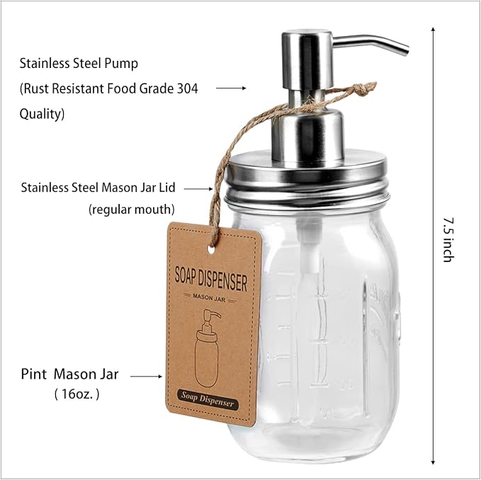 Amolliar Mason Jar Bathroom Accessories Set - Image 3