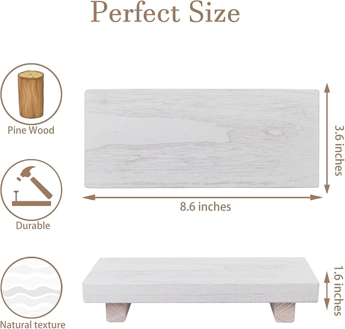 zoocatia Small Wood Tray Pedestal Stand Farmhouse Bathroom Decor Decorative - Image 5