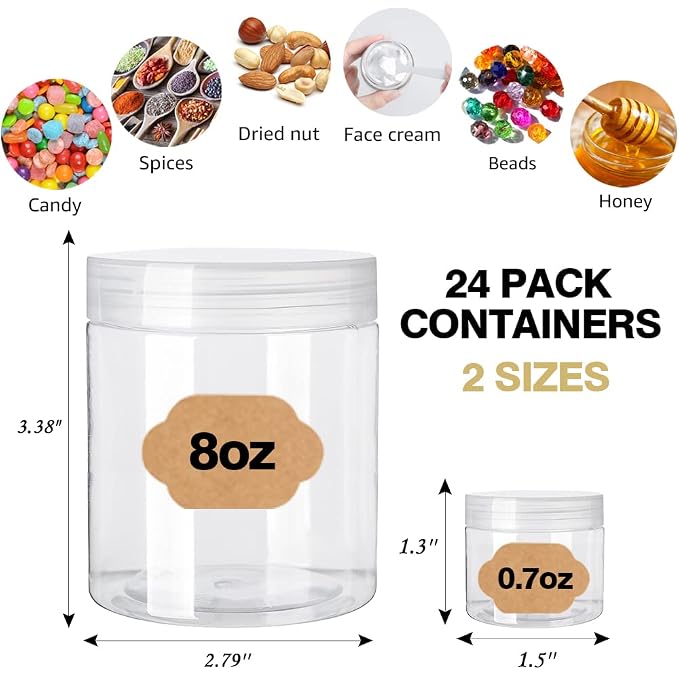 AMORIX 8oz Clear Plastic Jars - Image 2