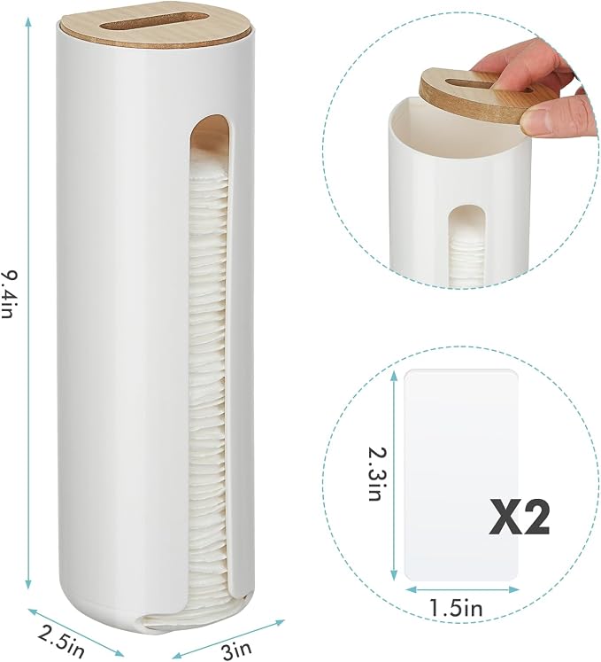 Cotton Pad Holder, Wall Mounted Cotton Rounds Holder Dispenser Face Pad Holder - Image 2
