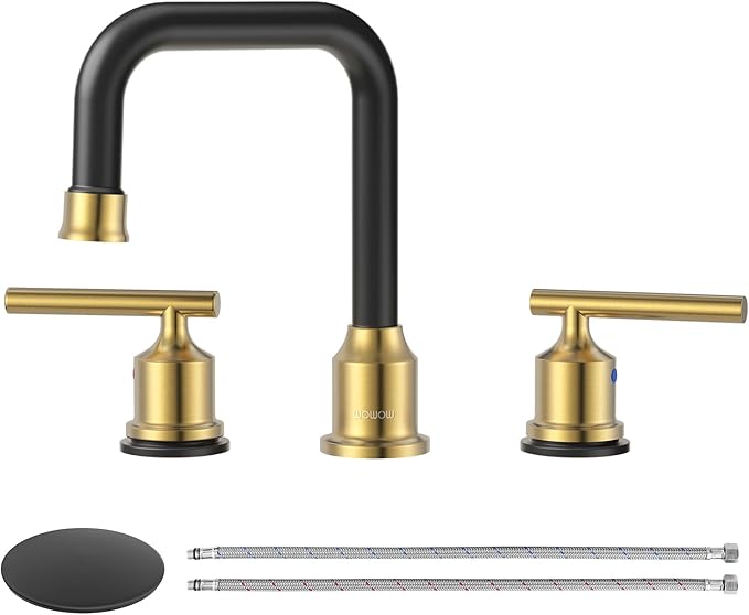 WOWOW Widespread Bathroom Faucet 3 Hole Bathroom Sink Faucet 2 Handle Vanity by WOWOW