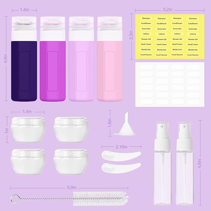 Redfly 17PCS Travel Bottles for Toiletries, TSA Approved Travel Size Containers - Image 2