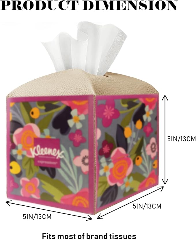 Tissue Box Cover Holder Square Tissue Cube Cover PU Leather Tissue Organizer - Image 4