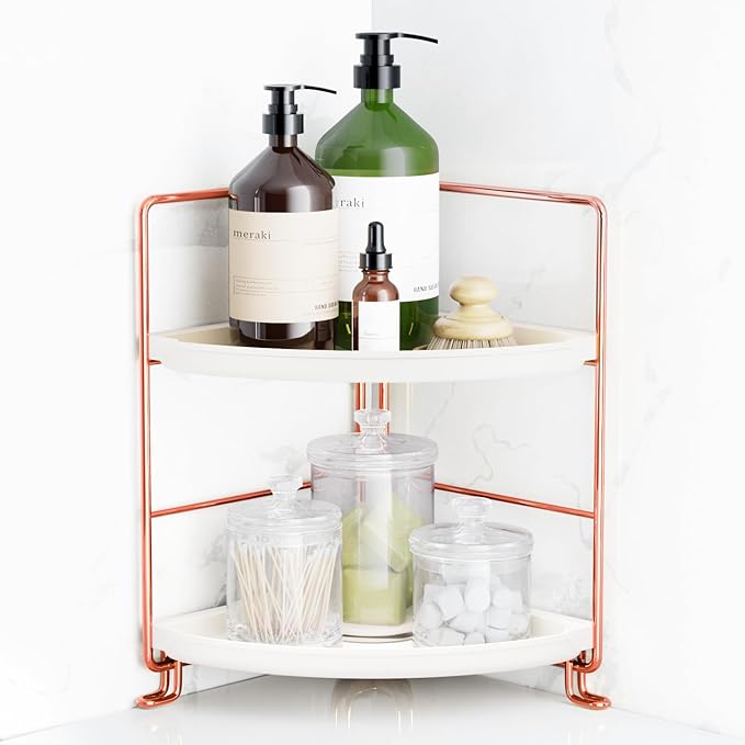 FSyueyun 2-Tier Corner Bathroom Counter Organizer, Tool-Less Installation by FSyueyun