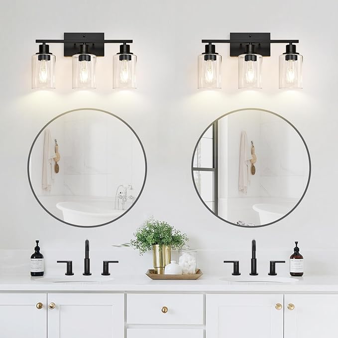 3 Light Bathroom Light Fixtures, Matte Black Modern Vanity Lights - Image 6