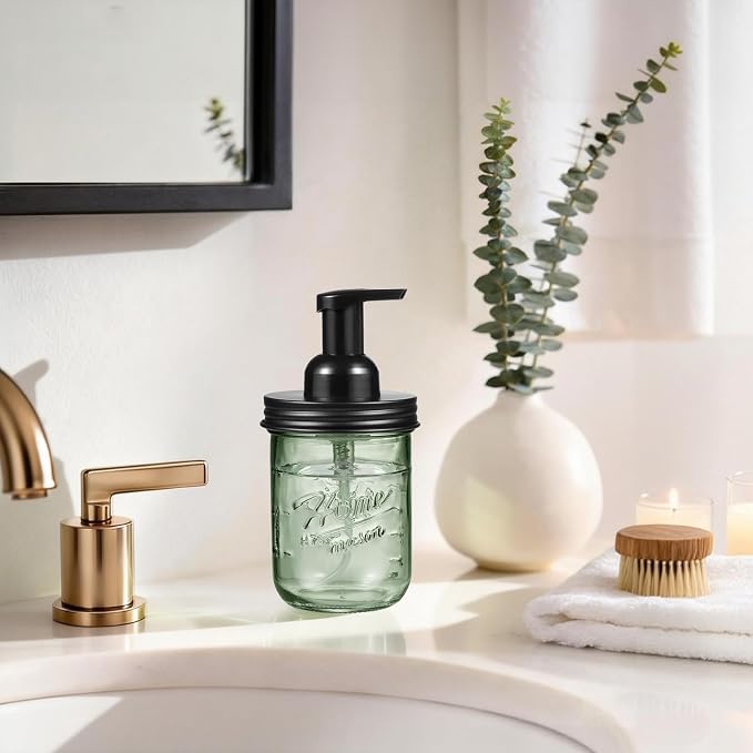 SheeChung Mason Jar Foaming Soap Dispenser, Stainless Steel Lid, BPA Free Pump - Image 7