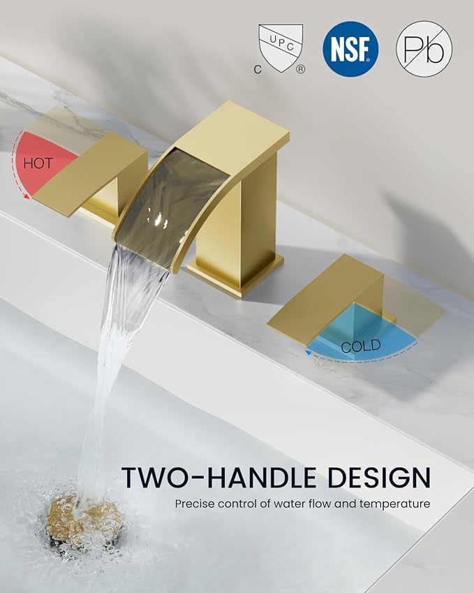 gotonovo Waterfall 8 inch Widespread Bathroom Faucet Set Bathroom Sink Faucet 3 - Image 3