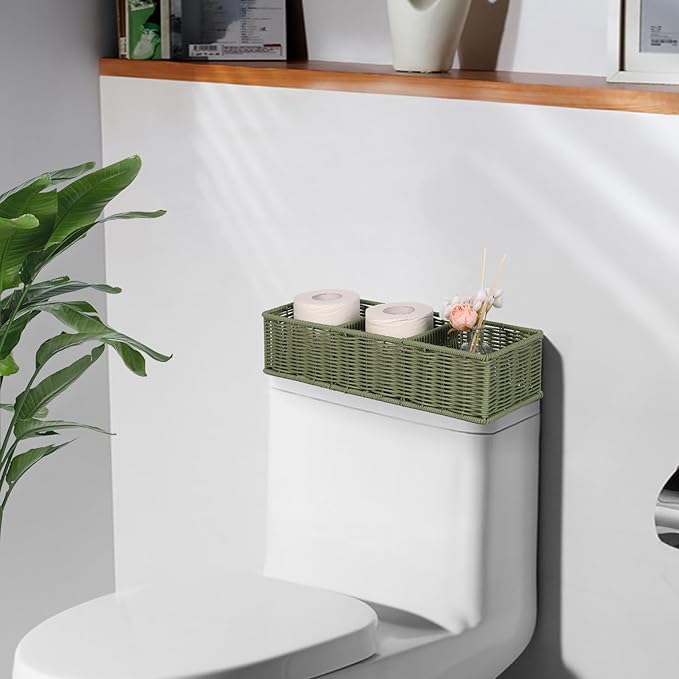 Toilet Paper Basket Decor: Sage Green Water-Resistant Organizer - Image 4
