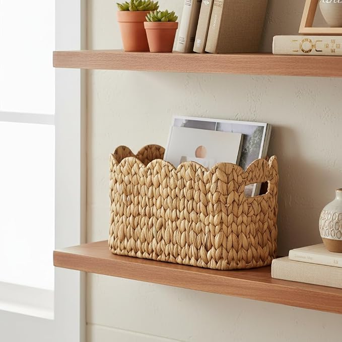 Toilet Paper Storage Basket, Scalloped Wicker Basket - Image 5